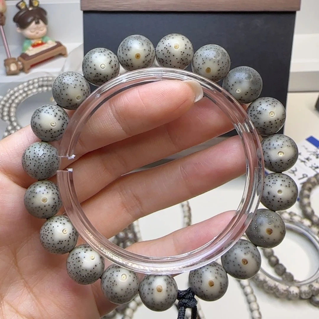 星月菩提手串石玉糯冰针尖星无烟花月留白12圆