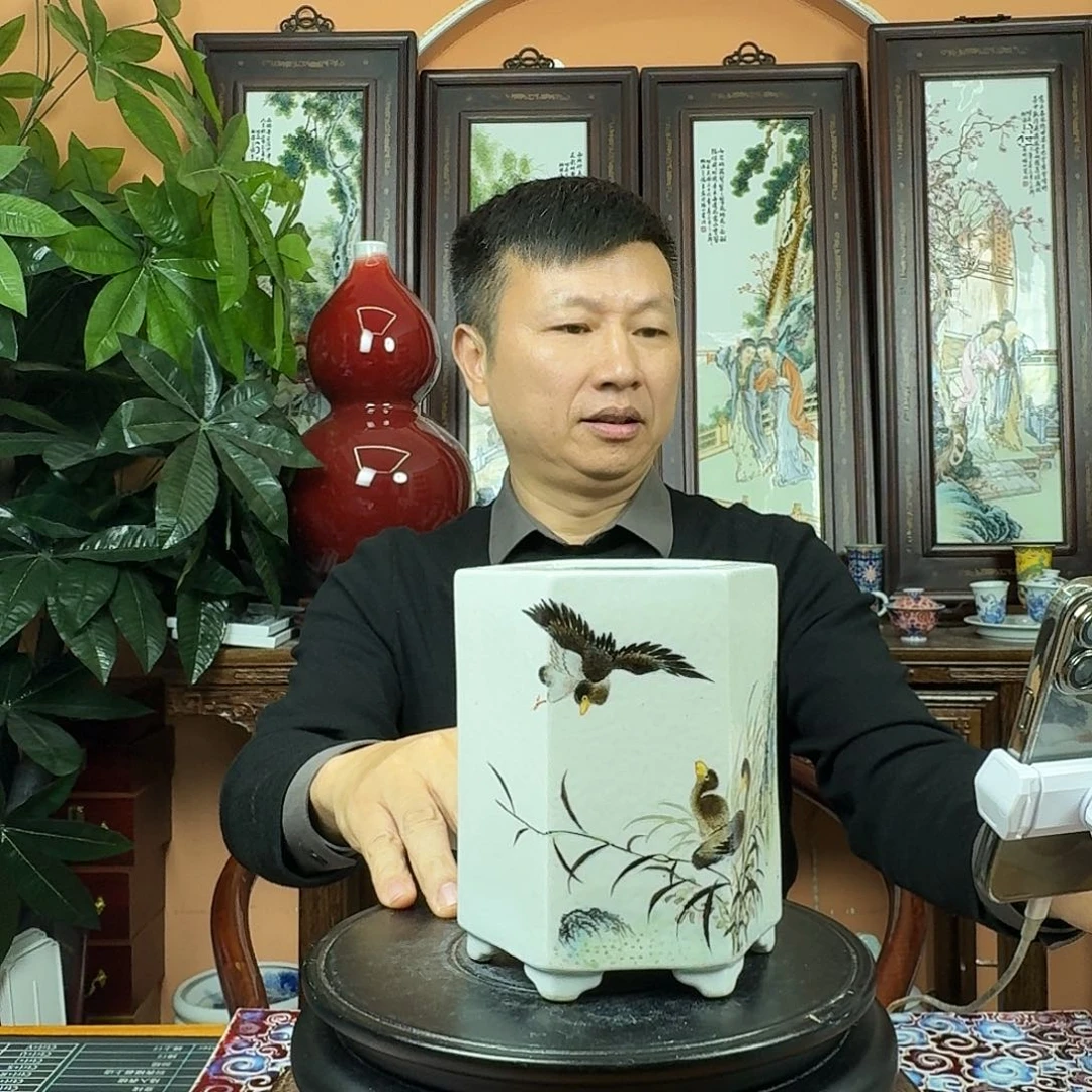 摆件陶景德镇陶瓷手工笔筒