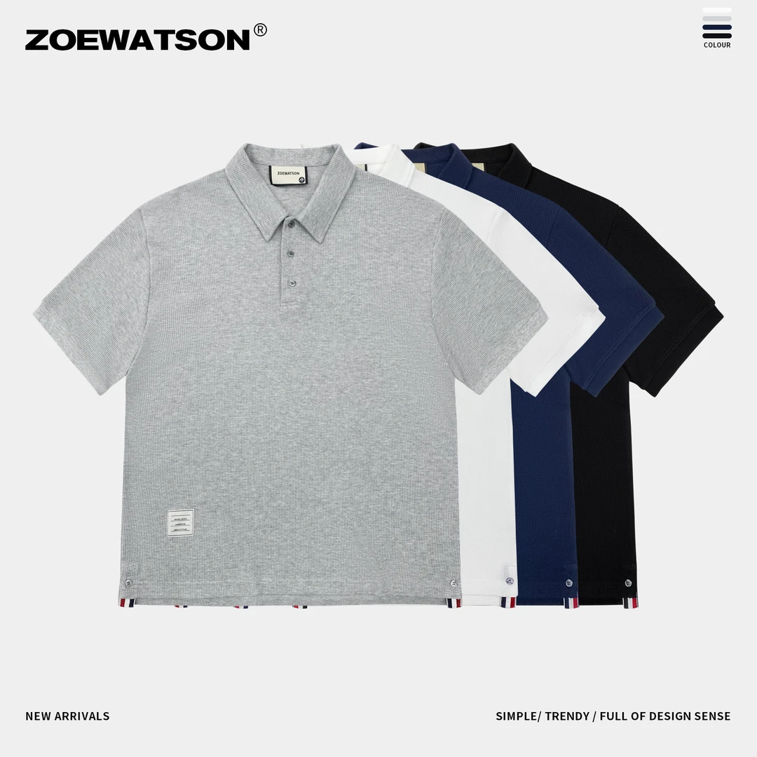 【ZOEWATSON】男士纯色短袖POLO衫夏季宽松休闲百搭翻领宽松Z2562