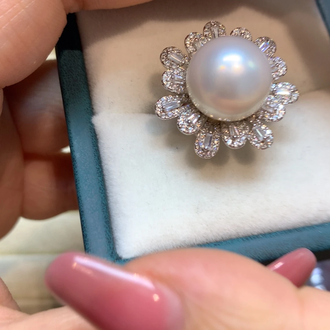 海水珍珠戒指银S925镶嵌