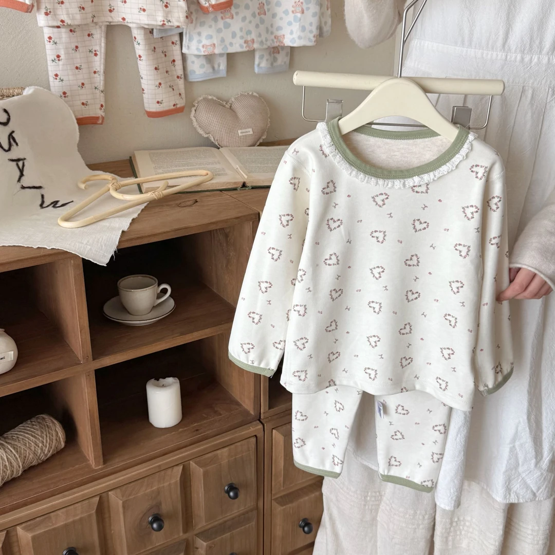 【10A抗菌】无骨满花羊毛蚕丝女宝秋衣秋裤中大童秋季家居服套装xch