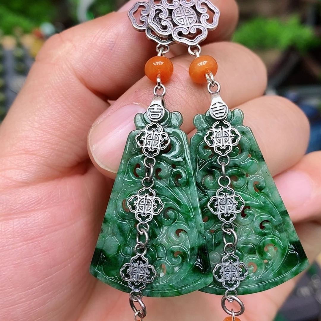 翡翠耳饰未镶嵌一*漂亮美眉