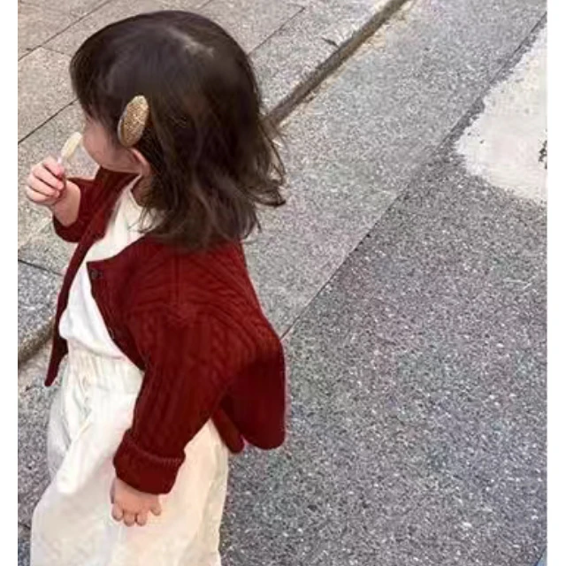 厂 【菲】 童时尚休闲格子翻领开扣针织衫货号F43004A197 （H141)