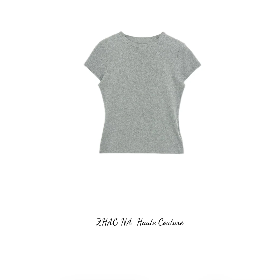 【赵娜】高质感纯色圆领半袖丨赵娜极简风高端女装