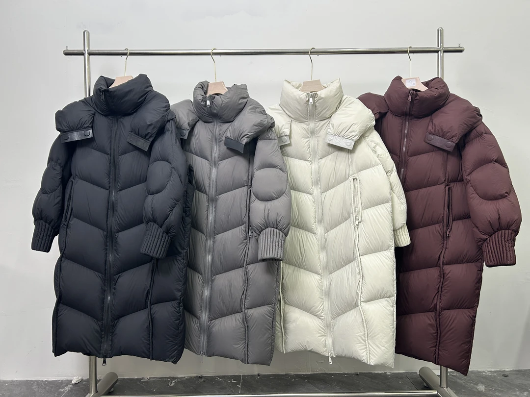 8001保暖大被子白鹅绒连帽羽绒面包服女秋冬中长款茧型过膝加厚