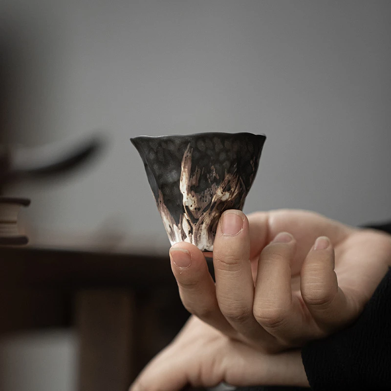 予迟器【侘寂莲韵杯】日式茶杯粗陶功夫茶具品茗杯主人杯创意个性