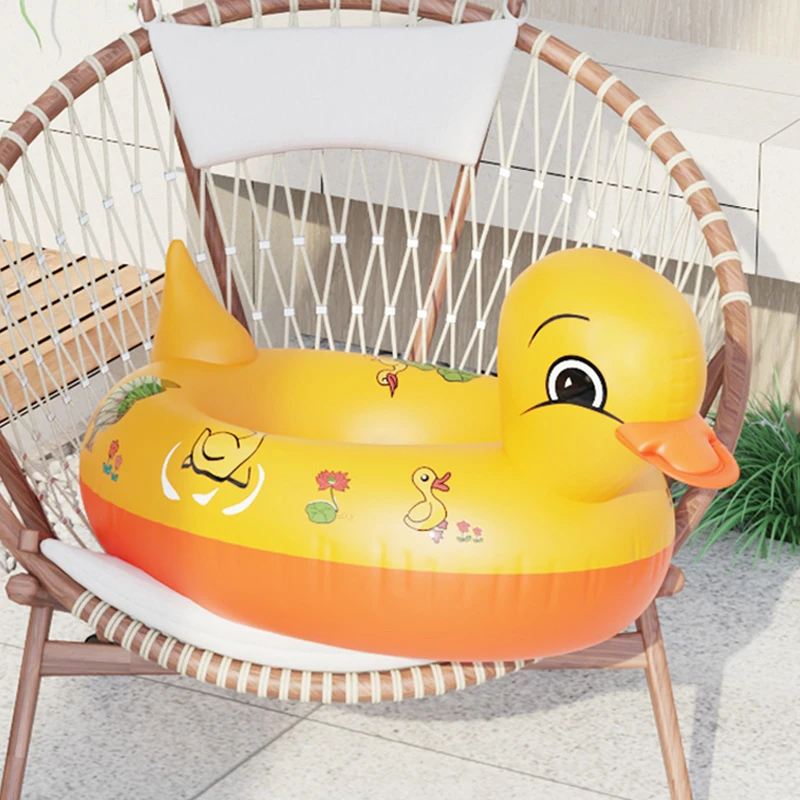 儿童防侧翻加厚充气游泳圈宝宝腋下座艇婴儿腰圈小黄鸭坐圈0-3岁