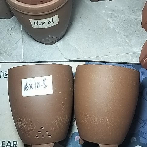 三角两个花盆紫砂