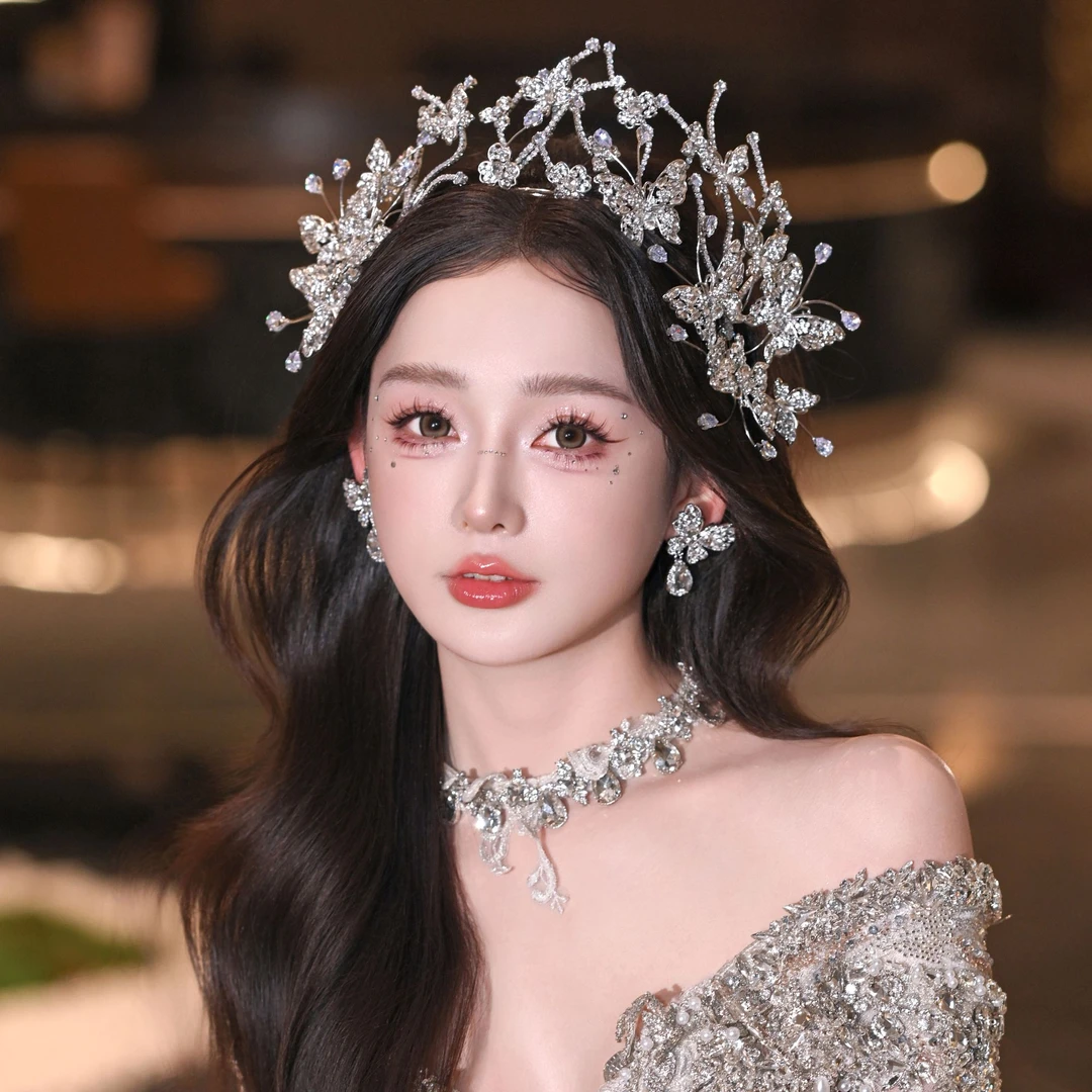合金仿水晶婚庆饰品 00914新娘皇冠立体超仙新娘头饰