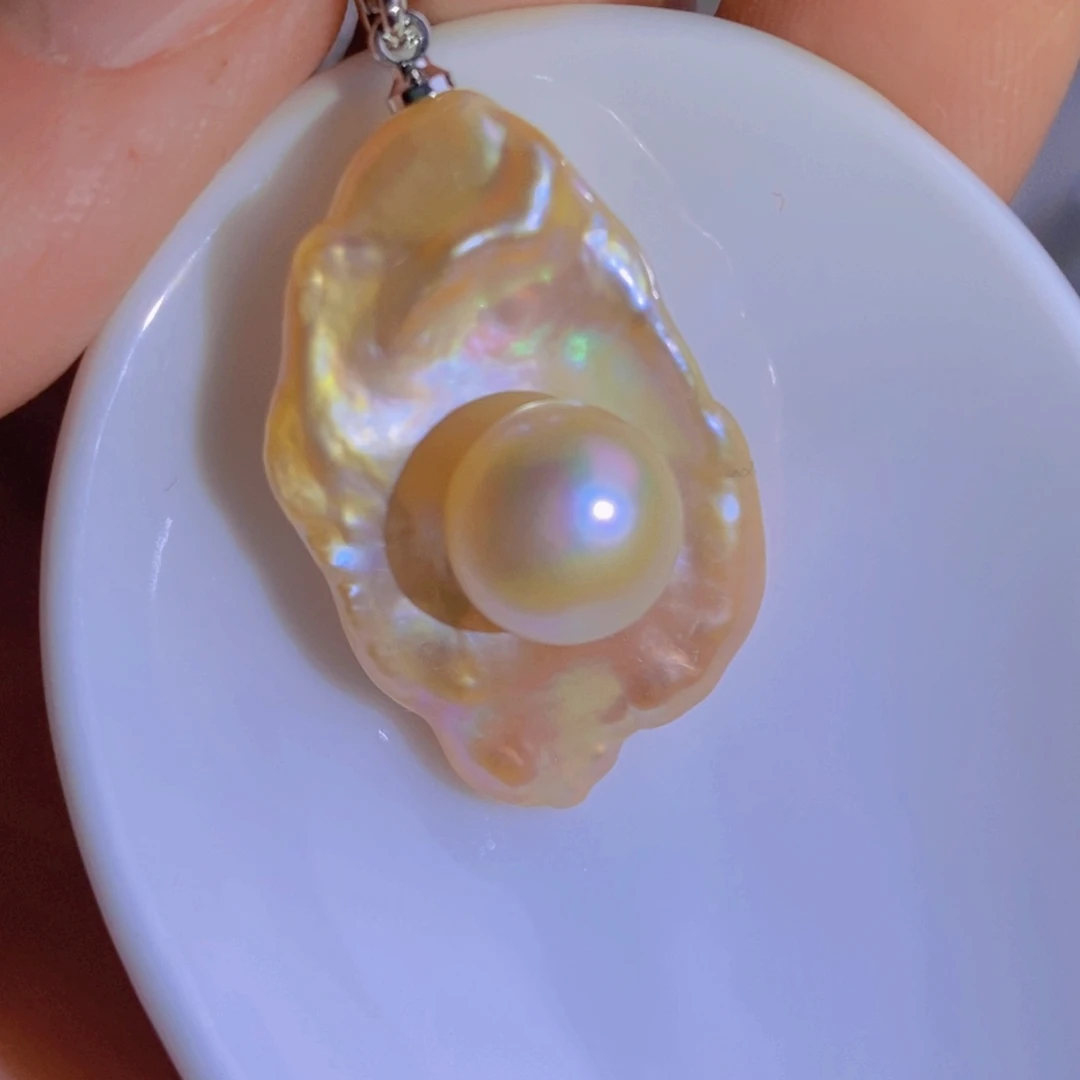 银S925镶嵌天然淡水珍珠淡水珍珠