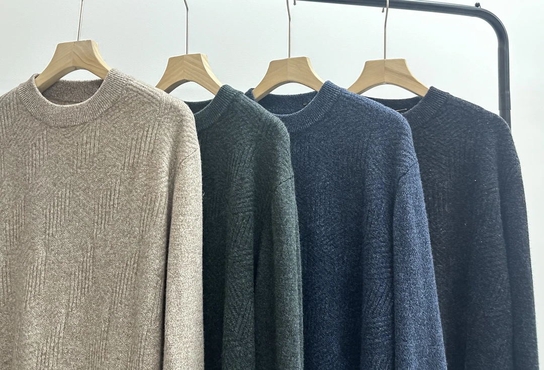 秋冬男士纯羊毛毛衣竖条纹08