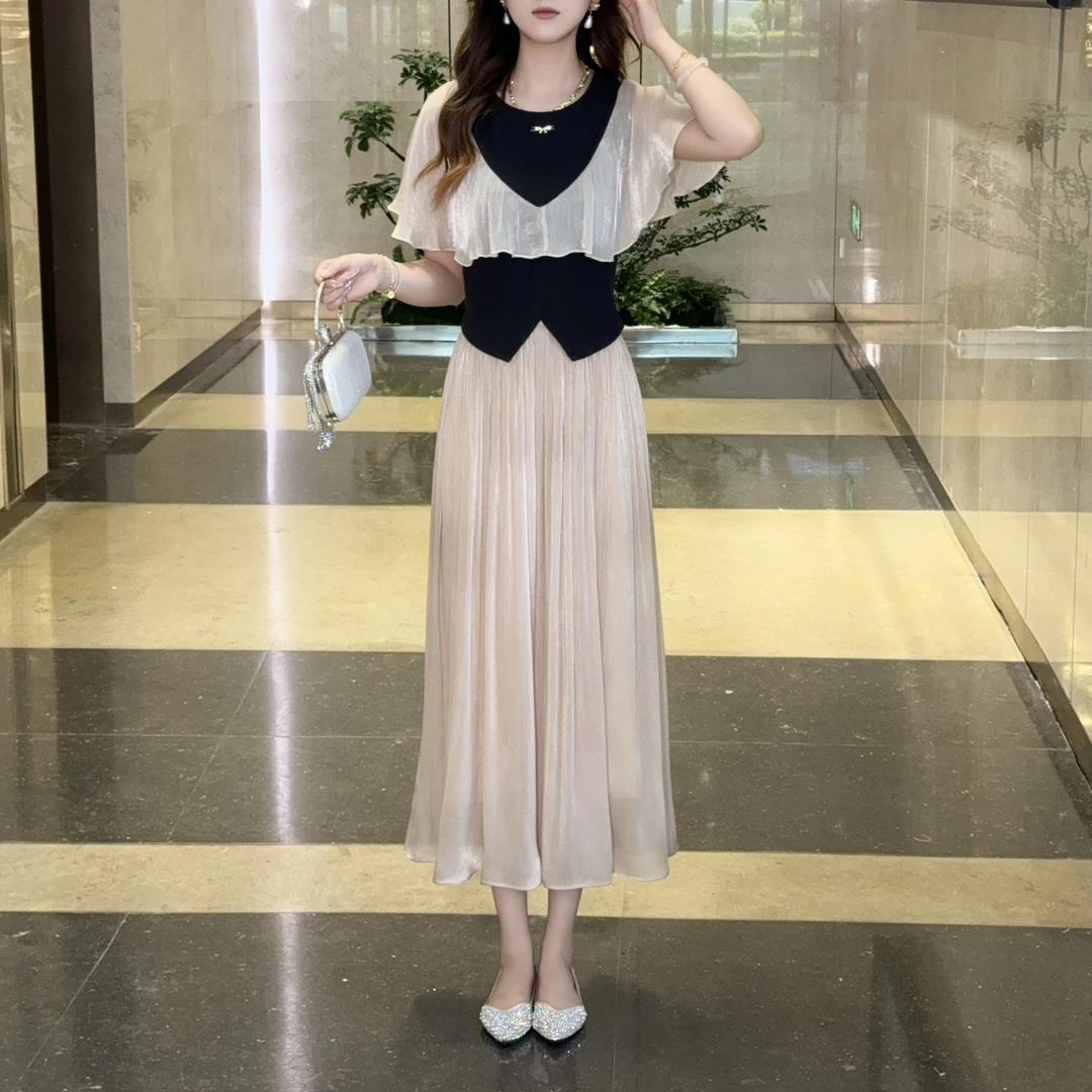 【上衣+裤子】夏季凉爽两件套琉璃冰丝垂感显瘦设计裙裤上衣女