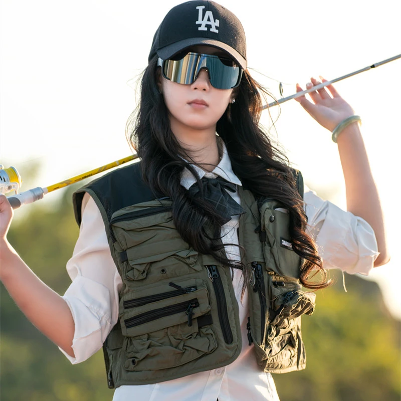 户外多功能飞蝇路亚野钓马甲多口袋后背可拆卸青春潮流钓鱼马甲