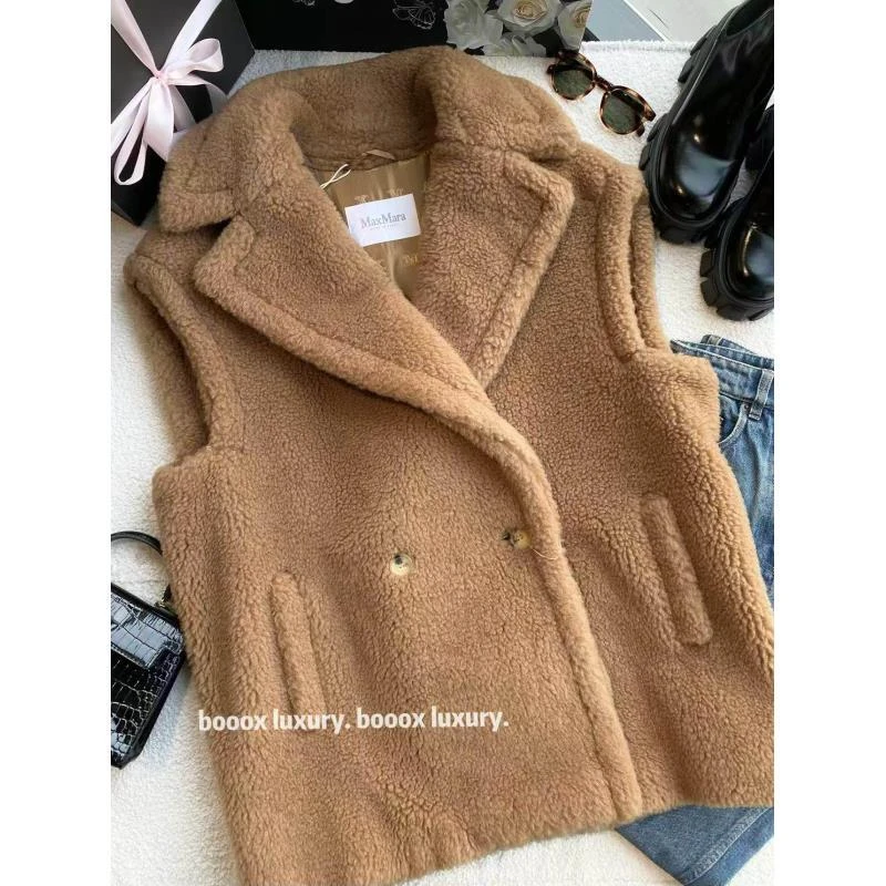 未使用 MaxMara  yy1437 骆驼绒 驼色泰迪马甲外套 L码