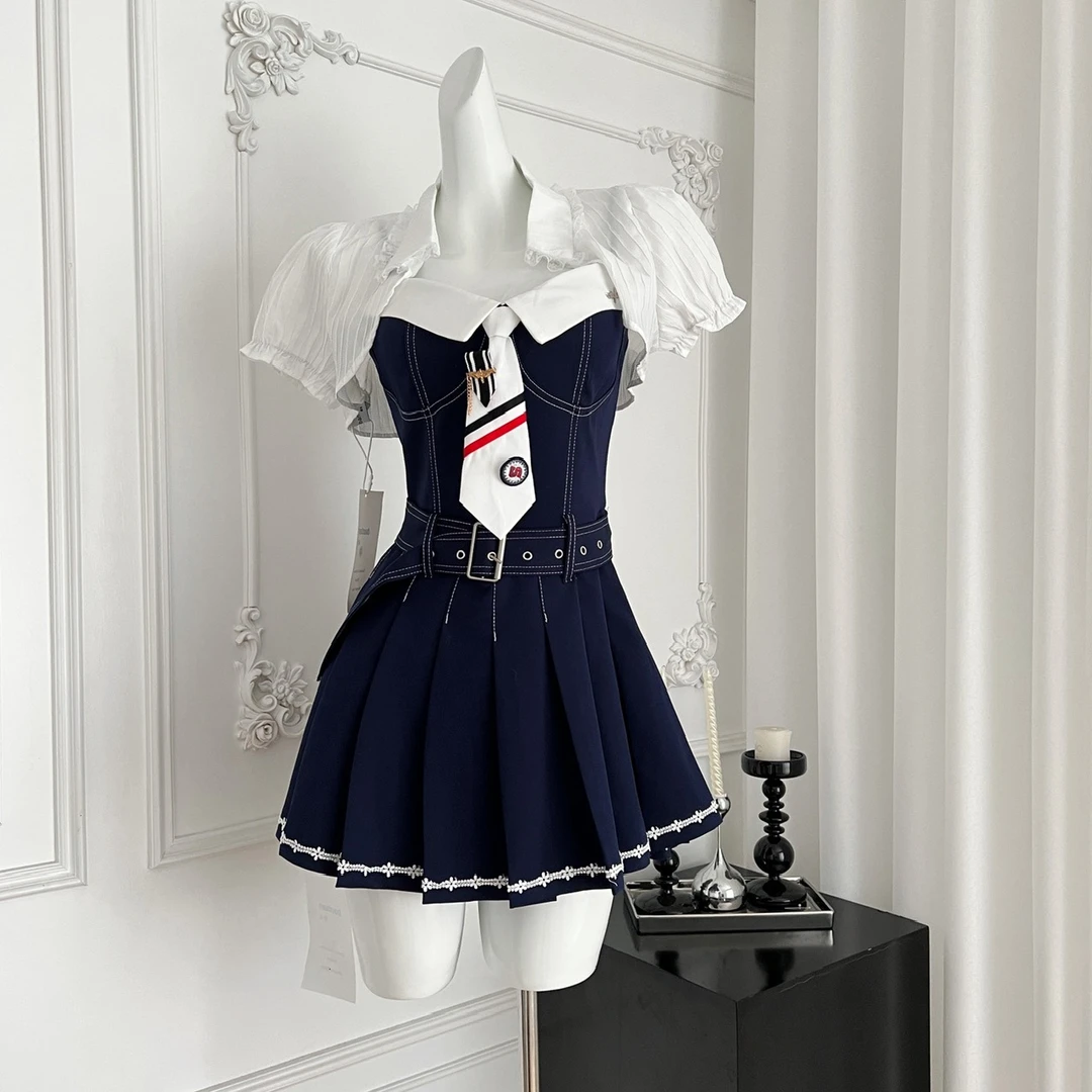 白色外衫显瘦收腰连衣裙夏季款