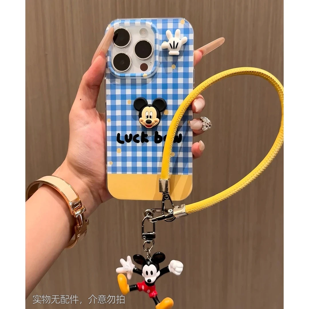 蓝格纹米奇适用苹果13手机壳iphone16pro/15/14/小米vivo华为oppo