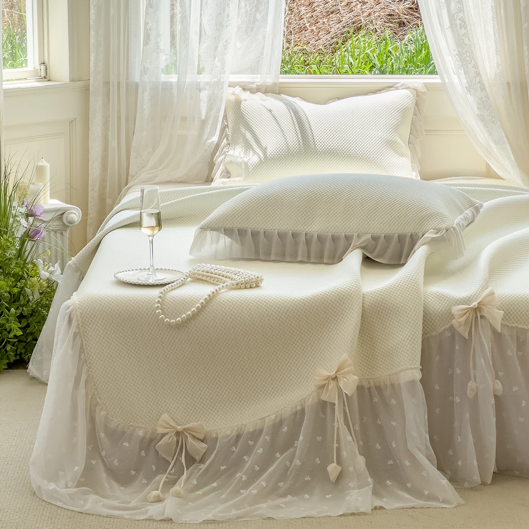 【浪莎品牌】公主风冰豆豆凉席三件套夏天专用2025新款冰丝席软席子