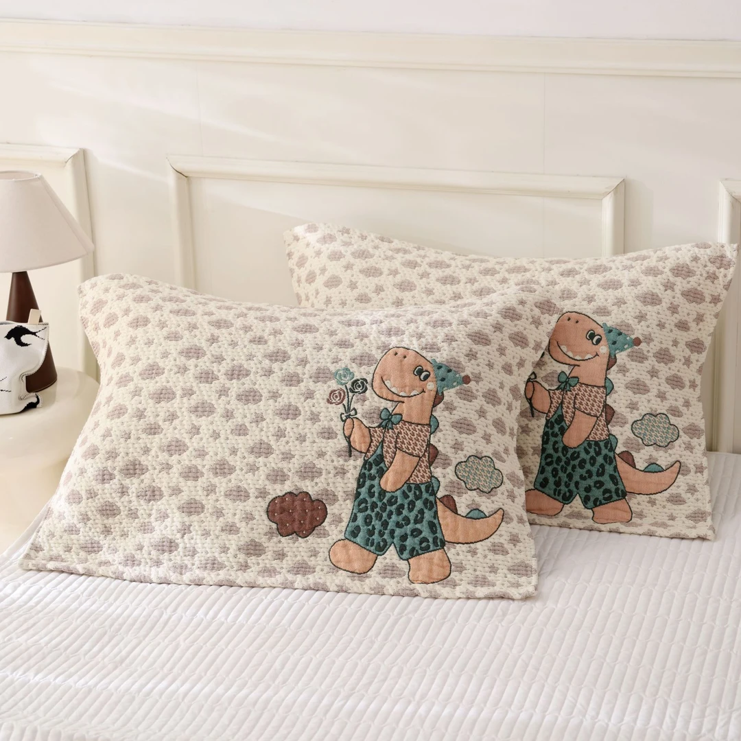 25年秋冬新款全棉A类可爱卡通柔软纱布枕巾一对装52*75cm 11187