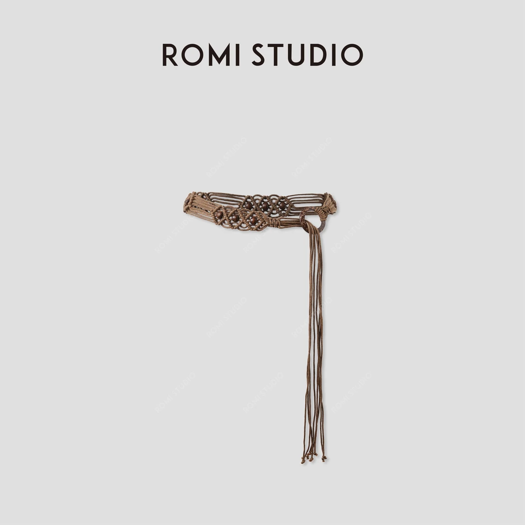 ROMI STUDIO 复古民族风天然木珠手工编织腰带 RWCRP34479