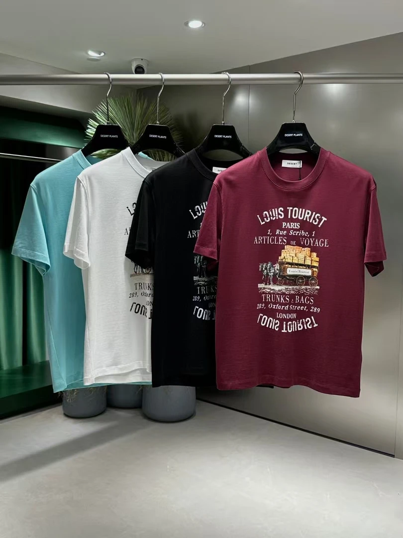 新款迪赛普澜轻奢印花男士时尚潮牌圆领纯棉短袖打底25B9084t恤