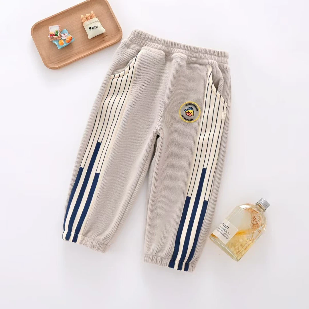 男童女童加厚裤子春秋卫裤新款儿童中大童洋气休闲加绒运动裤长裤