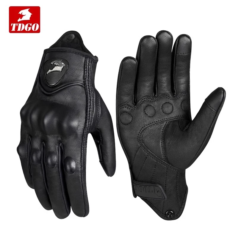 tdgo四季防摔复古摩托车手套真皮机车秋冬骑行防风骑行机车手套