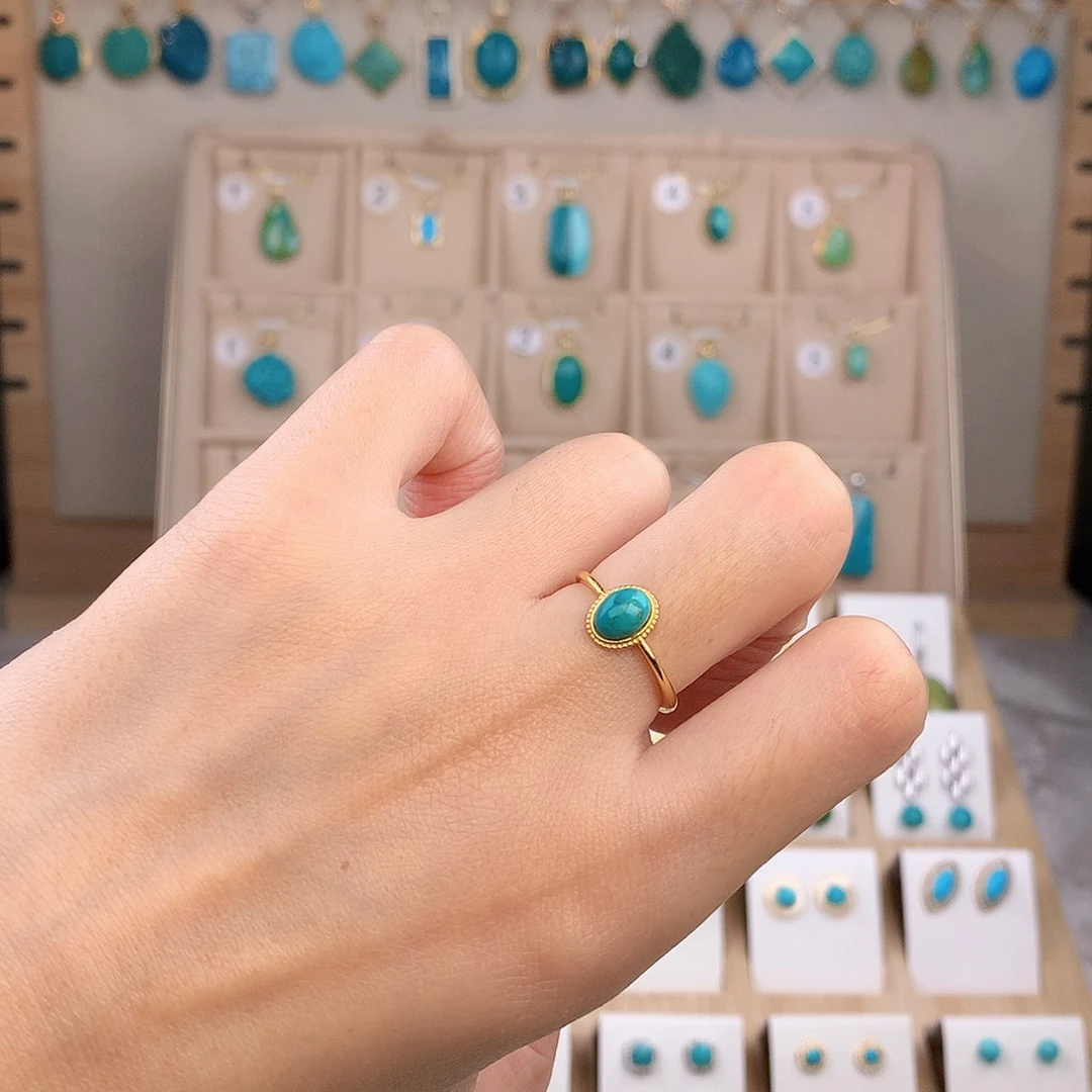 绿松石银S925镶嵌戒指