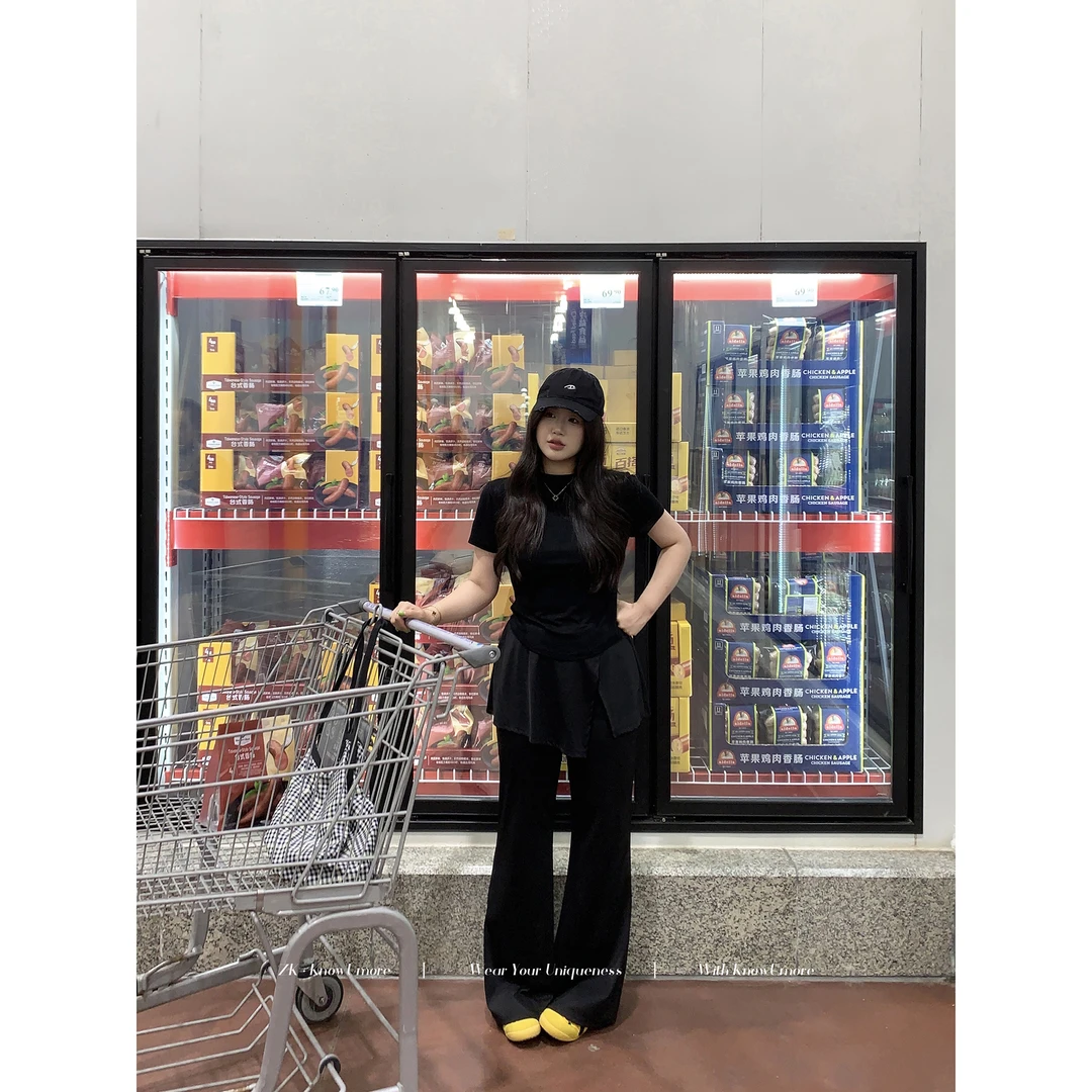 知葵微胖定制【自律美学】夏季显瘦T恤+屁帘瑜伽裤套装12253TZ0016