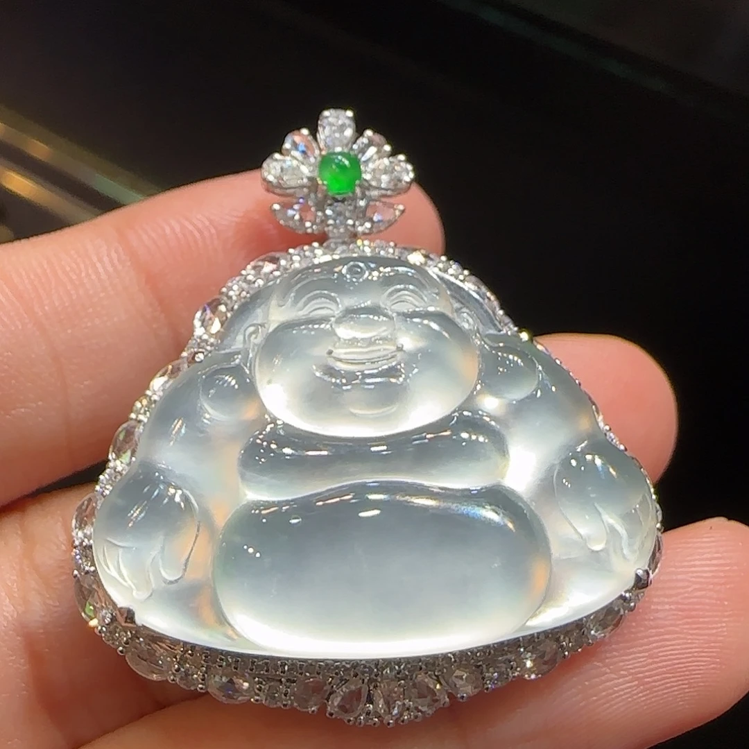 翡翠18K金镶嵌吊坠(不含链)佛公