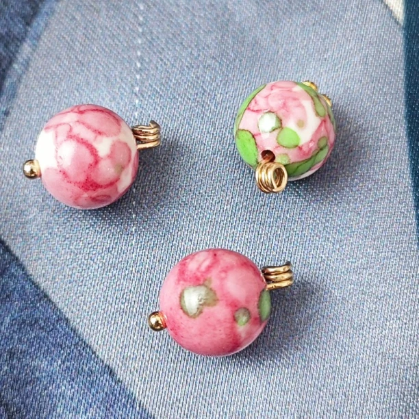 10mm天然雨彩石粉绿色圆珠纽扣新中式旗袍马甲宋锦衬衫汉服扣高端