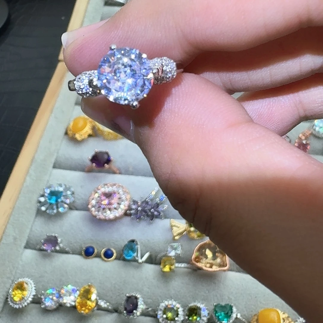 托帕石戒指银S925镶嵌