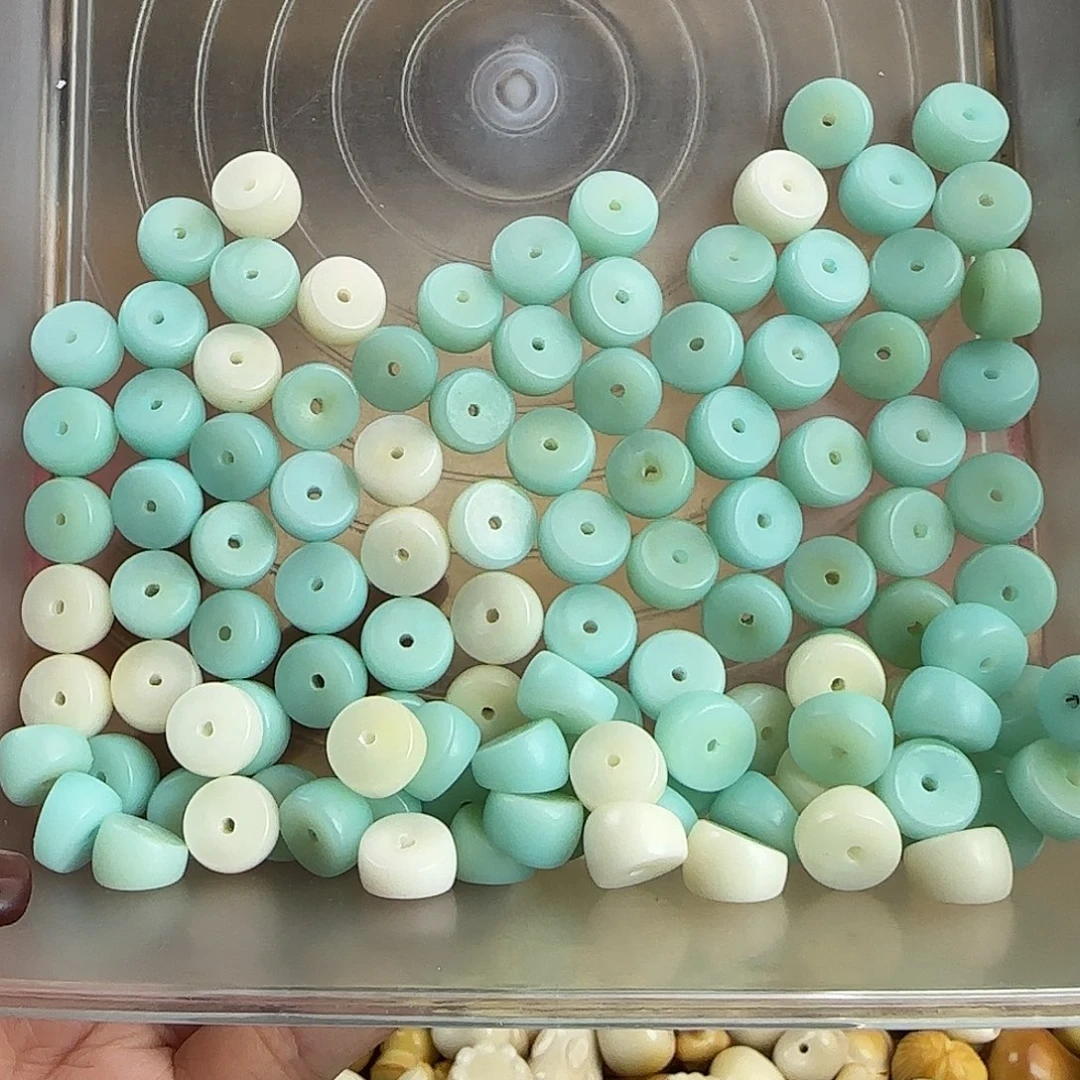 手串菩提根/象牙果微瑕卡12蓝白大肠112颗