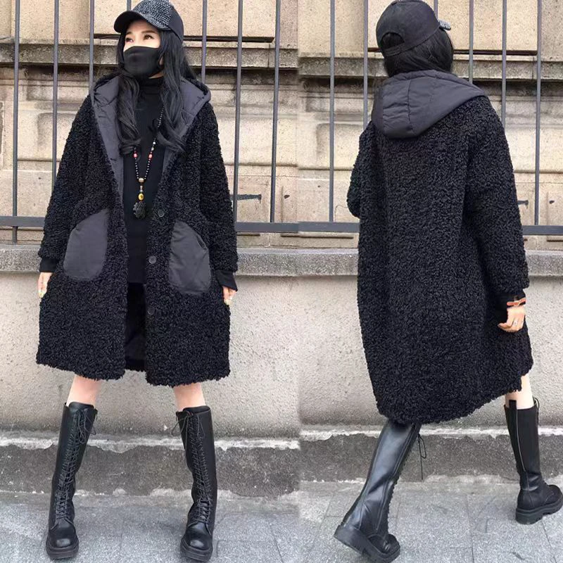 韩尤简同款百搭休闲羊羔绒外套