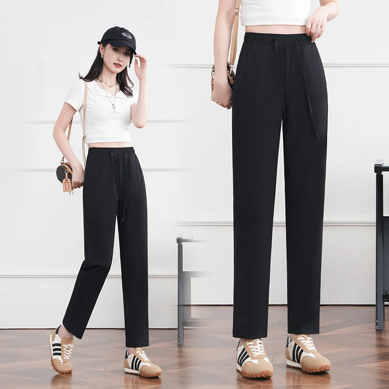 【行走的空调裤】夏季冰丝休闲裤子情侣装薄款直筒宽松女款显瘦时尚