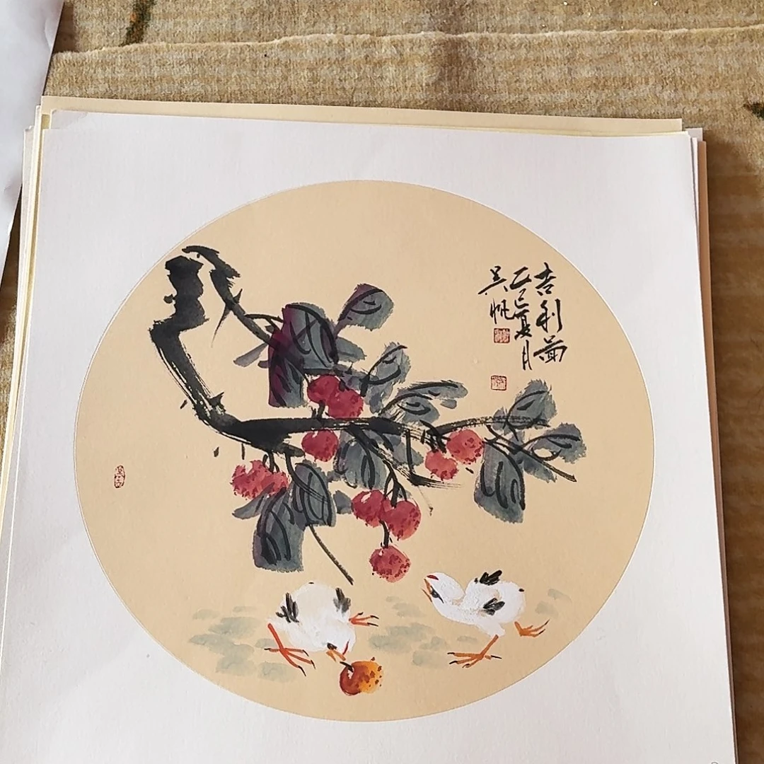 国画小斗方50.50手绘作品