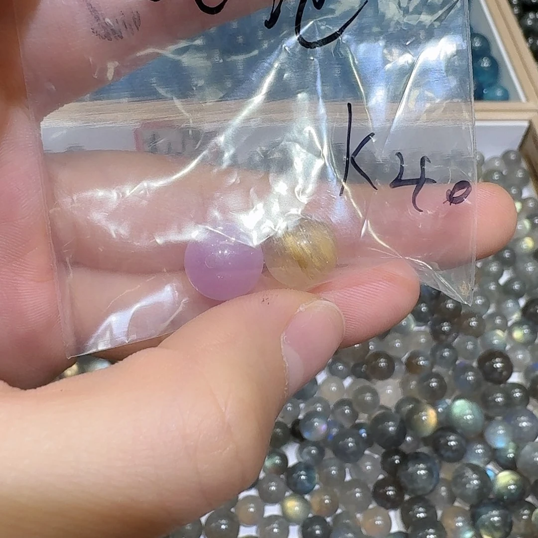 水晶颈饰未镶嵌天然金发紫锂辉 确认打孔不退不换