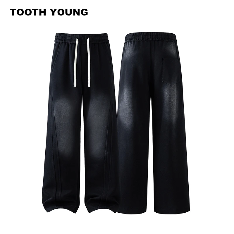 TOOTH YOUNG 【水洗渐变卫裤】松紧腰休闲宽松男士直筒休闲裤