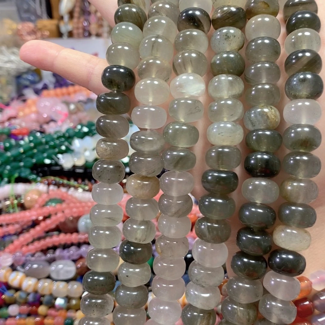 玛瑙/玉髓合金珠宝半成品绿水晶算盘一条卡14mm