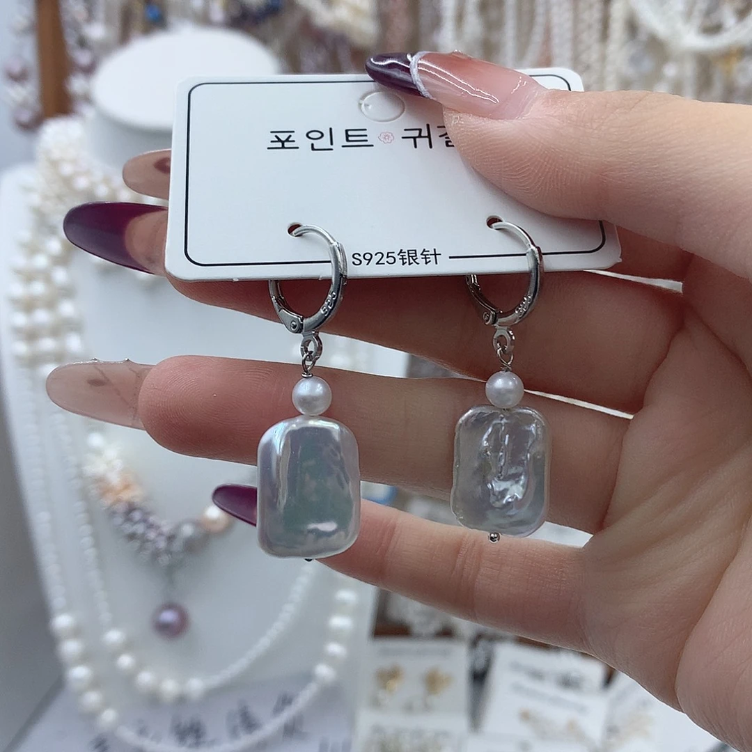 耳饰淡水珍珠银S925镶嵌