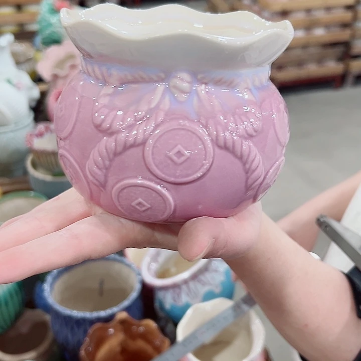 有孔.凑满10元发货多肉陶瓷花盆！