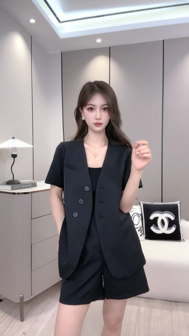 高级感时尚套装女2025夏季休闲气质显瘦薄款小个子两件套