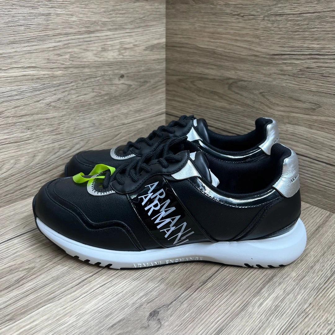 99新 GIORGIO ARMANI/阿玛尼 黑银运动鞋 40码