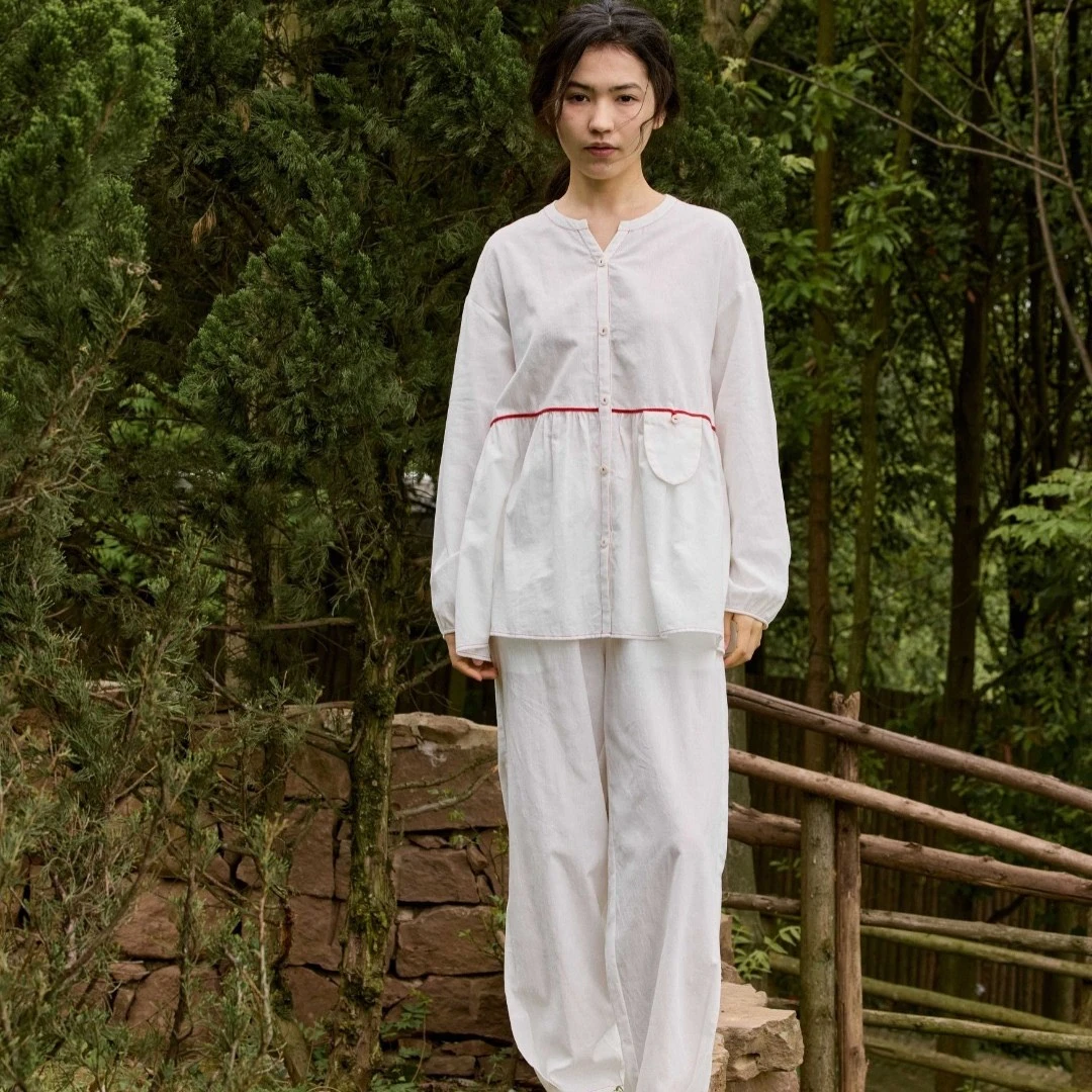 朵朵可可秋冬V领提花长袖长裤睡衣家居服套装dw252cz175