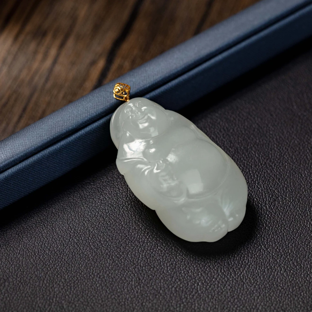 18k金和田玉晴水逍遥佛#B1610166