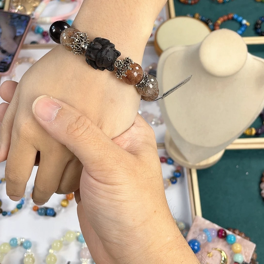 水晶手链银S925镀金镶嵌