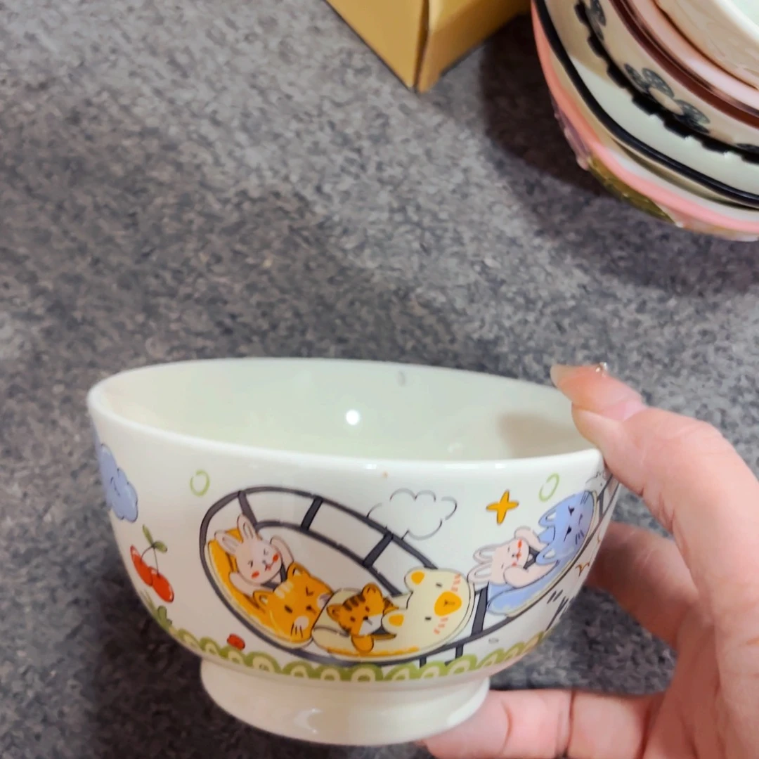 陶瓷动物乐园五寸米饭碗