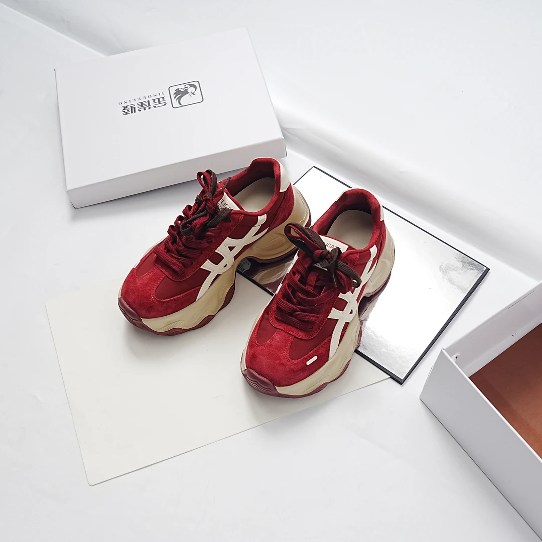 金雀绫【云端玩家】真皮老爹鞋鞋子女鞋韩版圆头运动鞋SZAK3XAM0931