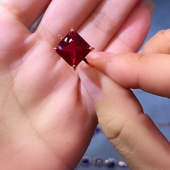 红宝石戒指银S925镶嵌