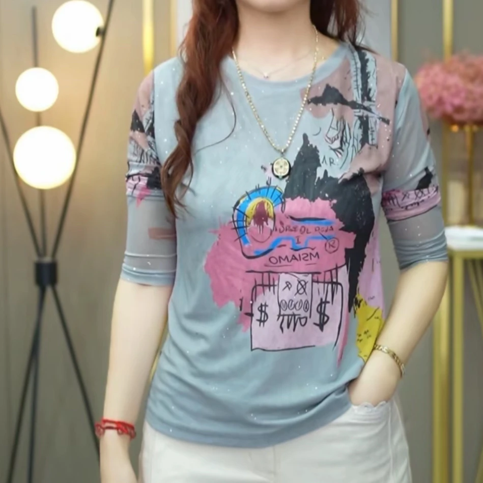 秋新款圆领定位花上衣时尚品瘦气质时尚A2131