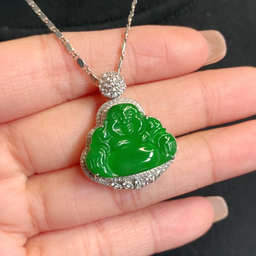 【闪购商品】颈饰18K金镶嵌翡翠佛公